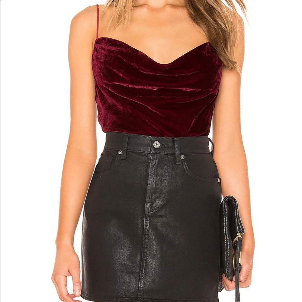The Lulu Top In Sangria Red Velvet Cowl Camisole